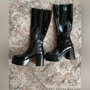 Black Platform Knee-High Boots